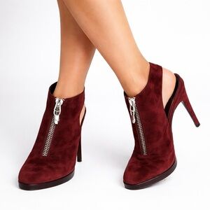 Diane von Furstenberg DVF Suede Heels Slingback Shoe Glamouratti Burgundy Size 7